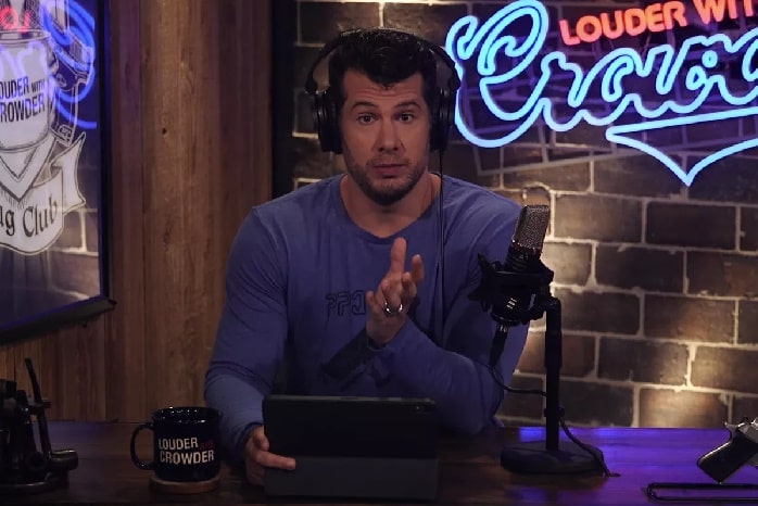 Steven hosting his show Louder with Crowder 